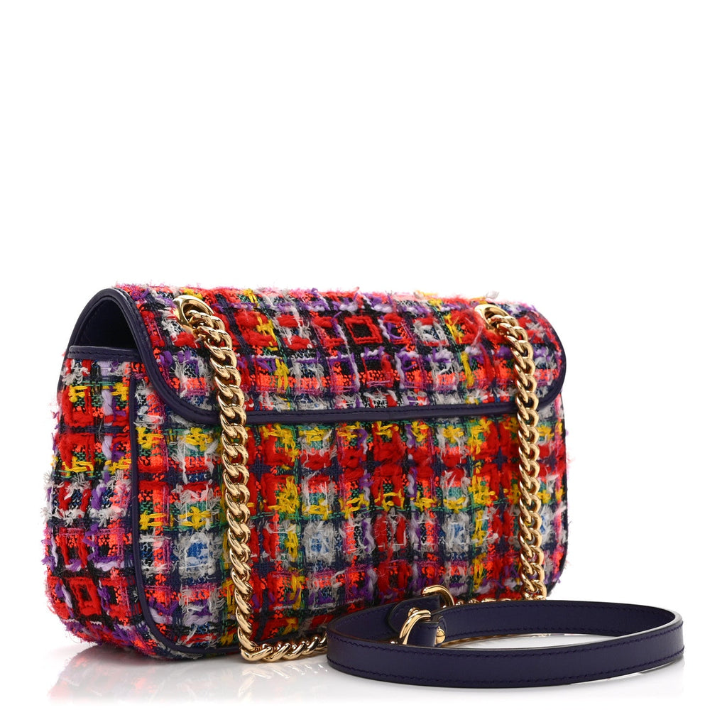 Tweed Calfskin Small GG Marmont Shoulder Bag Multicolor