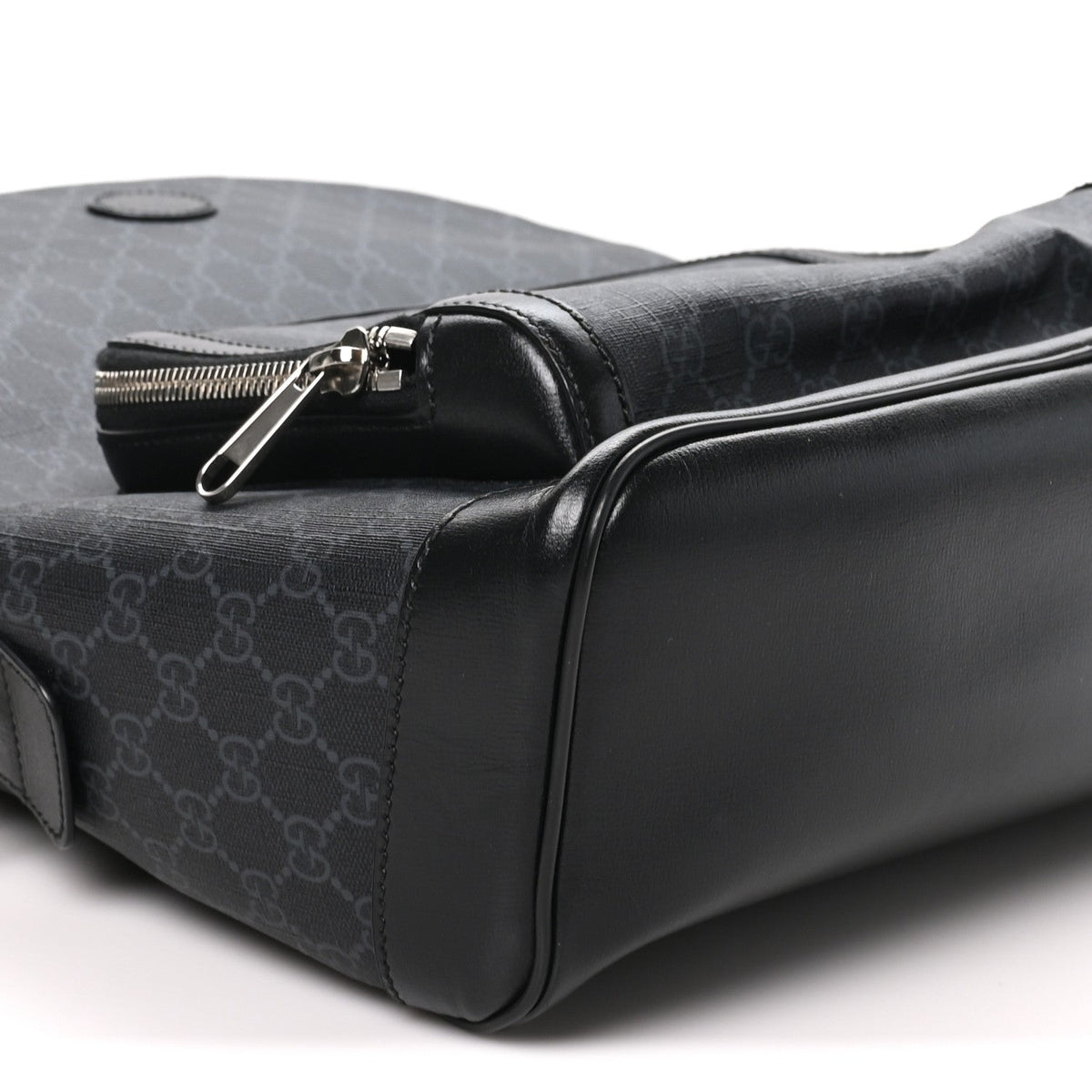 GG Supreme Monogram Textured Calfskin Retro Interlocking G Backpack Black