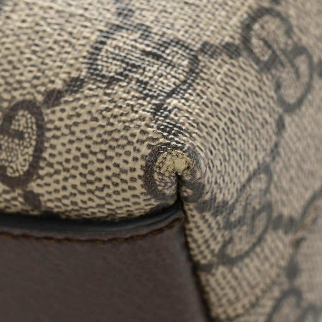 GG Supreme Monogram Textured Dollar Calfskin Web Small Ophidia Dome Shoulder Bag Beige Ebony New Acero
