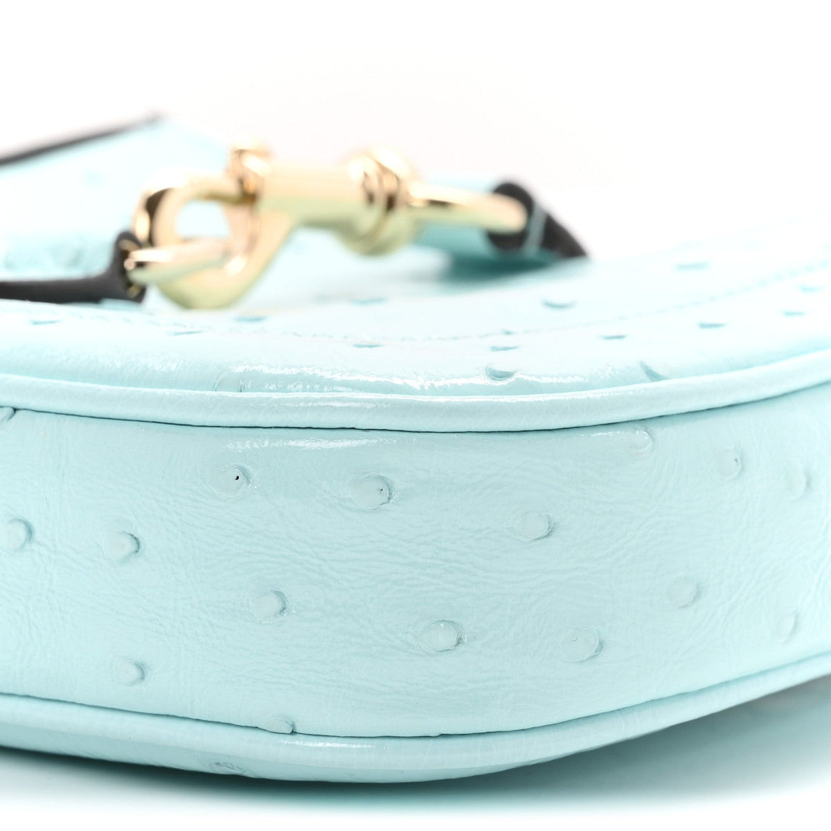 Shiny Ostrich Mini Jackie Notte Blue