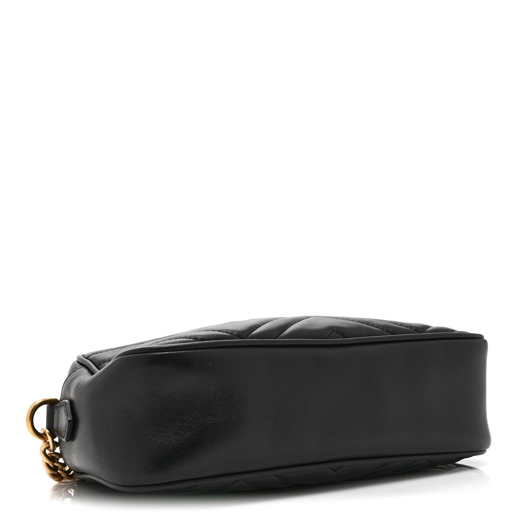 Calfskin Matelasse Small GG Marmont Chain Shoulder Bag Black