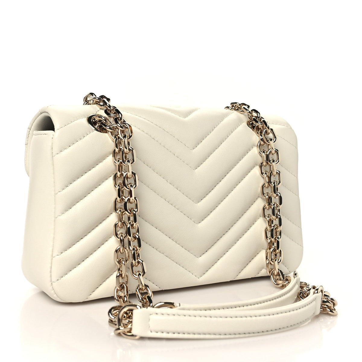 Lambskin Matelasse Small GG Marmont Shoulder Bag White