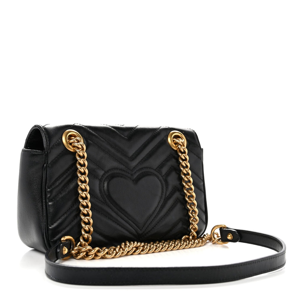 Calfskin Matelasse Mini GG Marmont Shoulder Bag Black