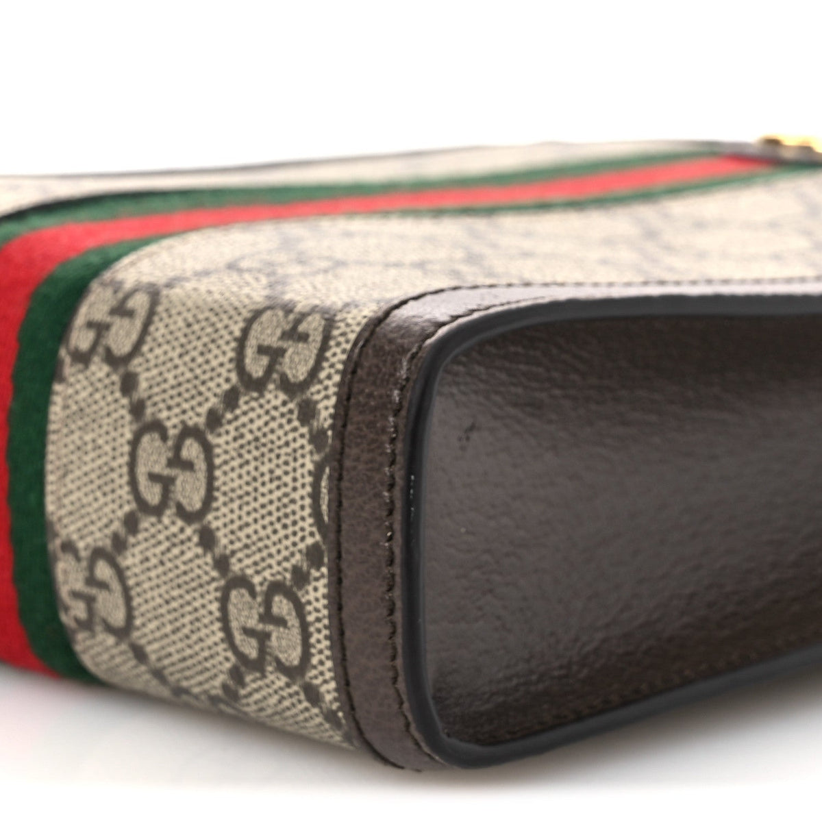 GG Supreme Monogram Textured Dollar Calfskin Web Super Mini Ophidia Mini Tote Bag Beige Ebony New Acero