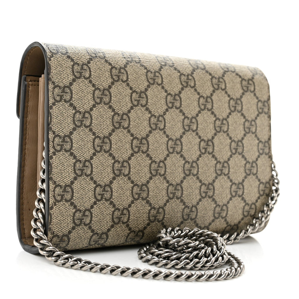 GG Supreme Monogram Mini Dionysus Chain Wallet Beige Taupe