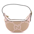 Monogram Jumbo GG Textured Dollar Calfskin Mini Ophidia Half Moon Hobo Beige Perfect Pink