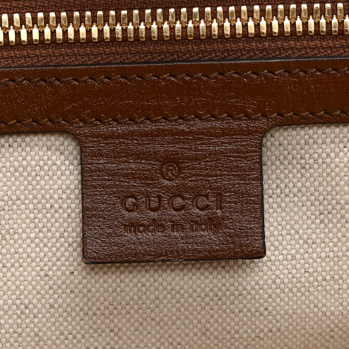 GG Supreme Monogram Azalea Calfskin Small Retro Interlocking G Tote Bag Beige Ebony Brown Sugar