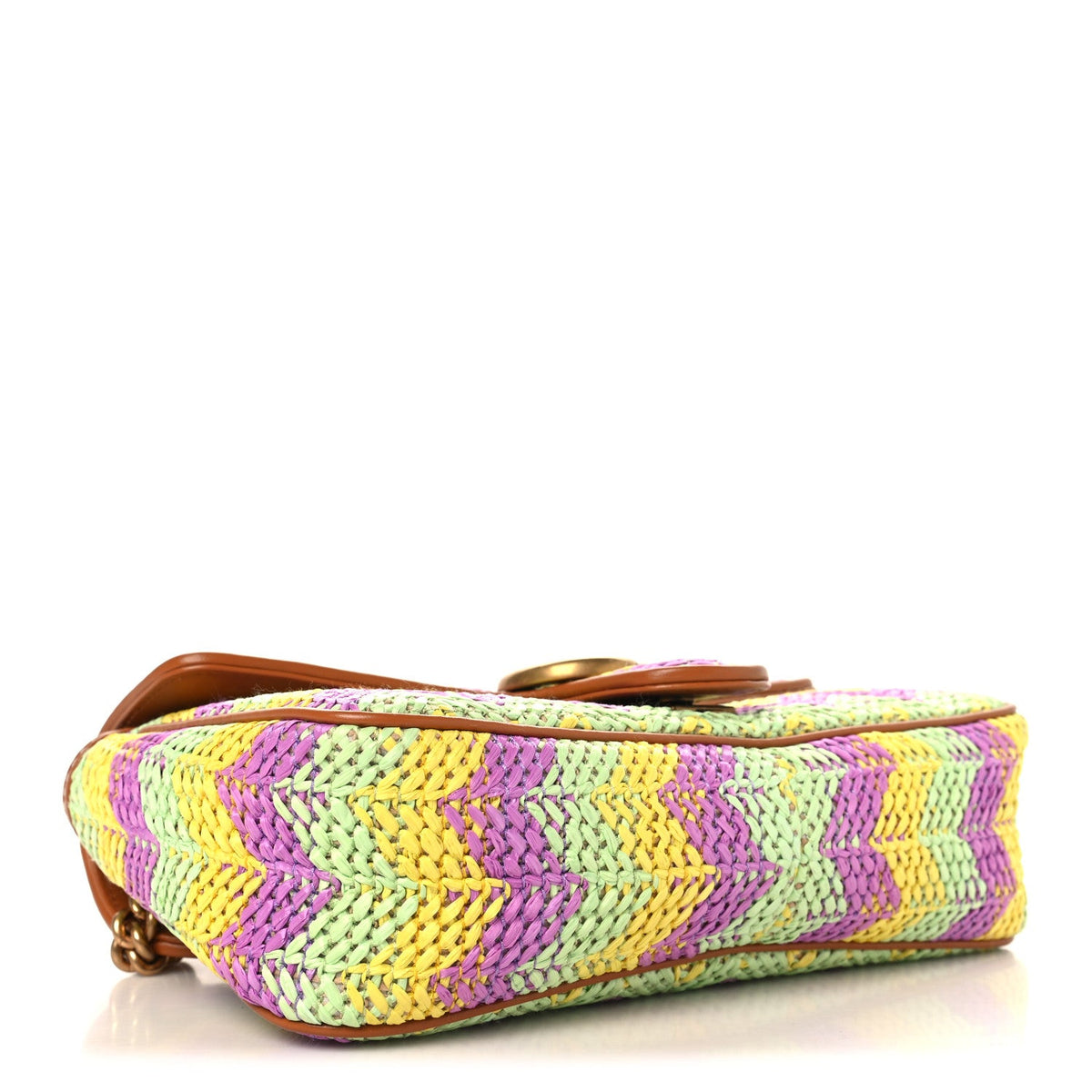 Calfskin Raffia Woven Small GG Marmont Shoulder Bag Multicolor