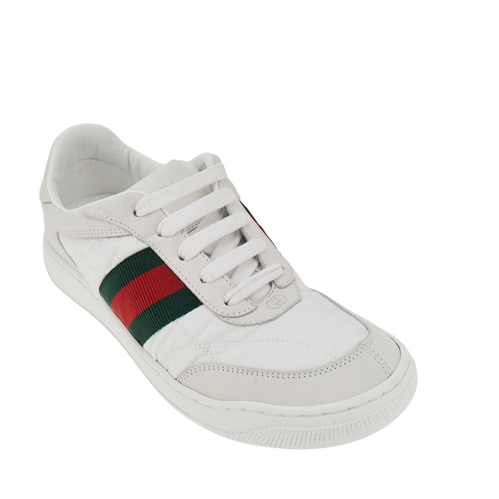 Gucci Screener Nylon and Leather Sneakers White