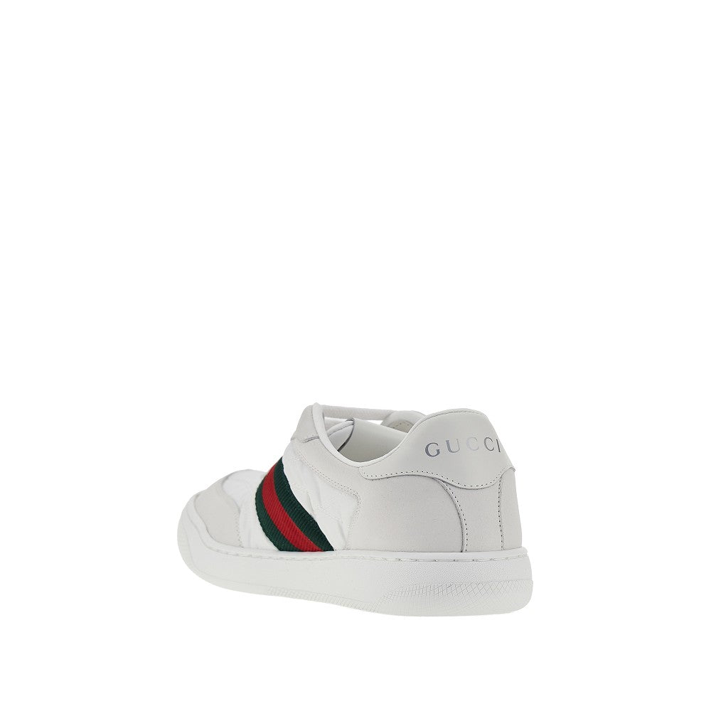 Gucci Screener Nylon and Leather Sneakers White