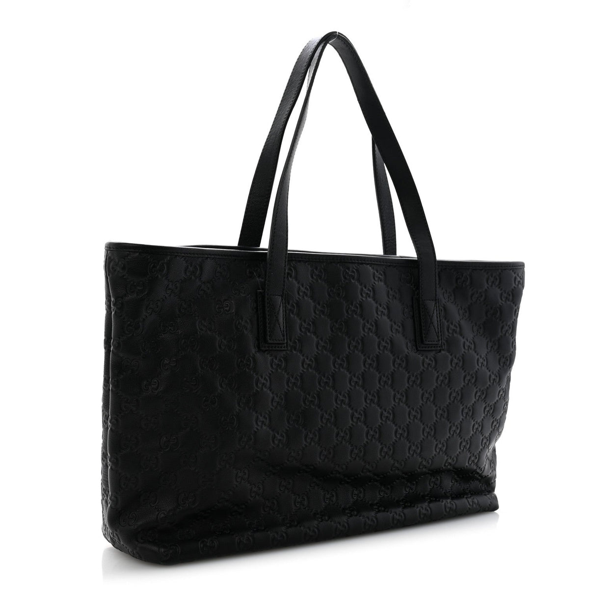 Guccissima Medium Zippered Shopping Tote Black