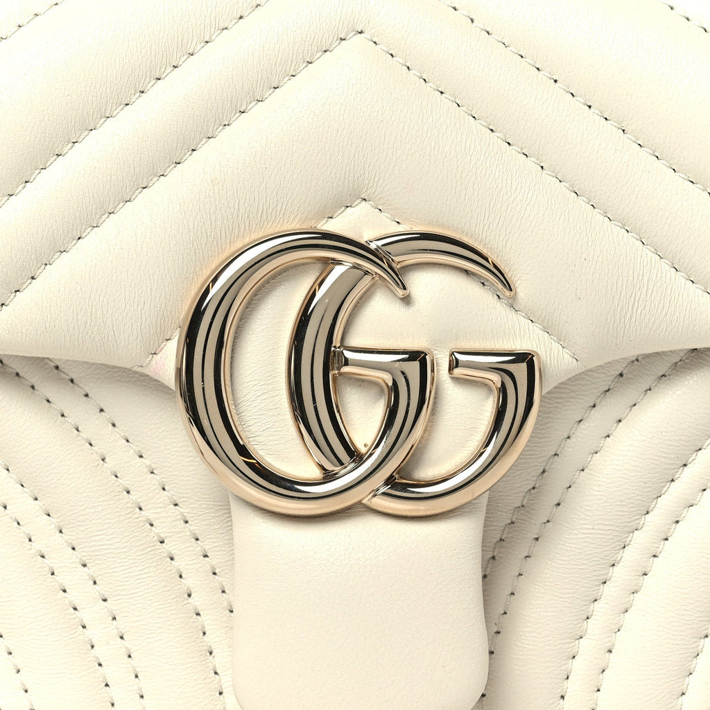 Lambskin Matelasse Small GG Marmont Shoulder Bag White