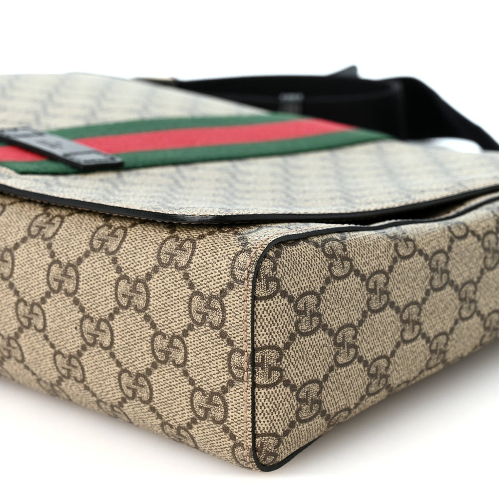 GG Supreme Monogram Web Flap Messenger Bag Black