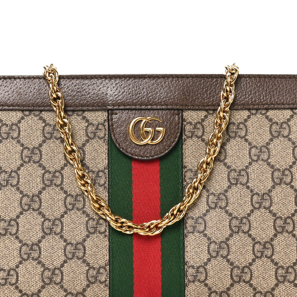 GG Supreme Monogram Web Small Ophidia Chain Shoulder Bag Brown