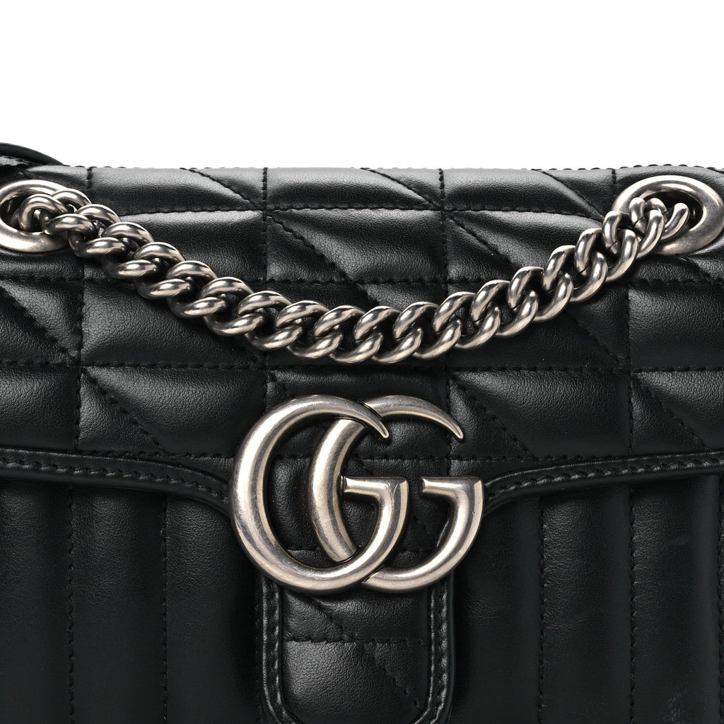 Calfskin Matelasse Aria Mini GG Marmont Shoulder Bag Black