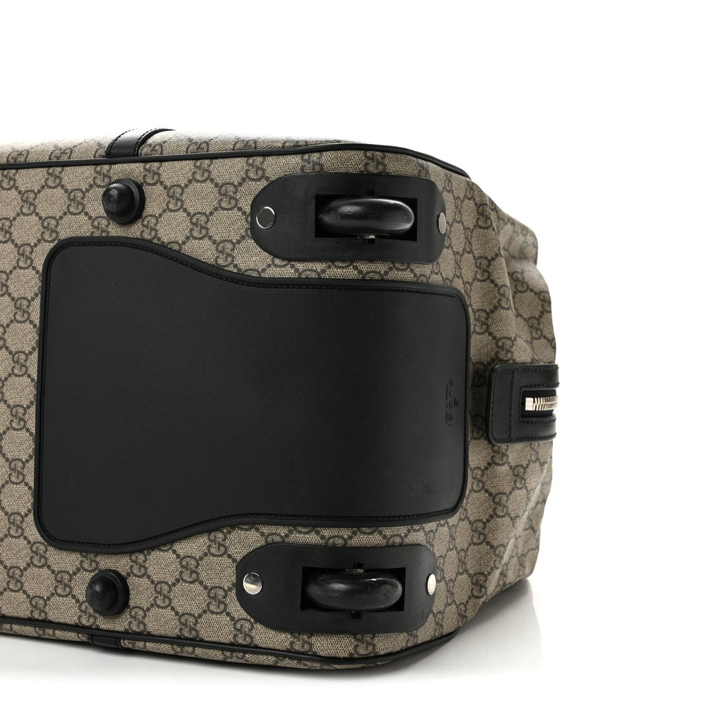 GG Supreme Monogram Selleria Calfskin Carry On Duffle With Wheels Beige Ebony Black