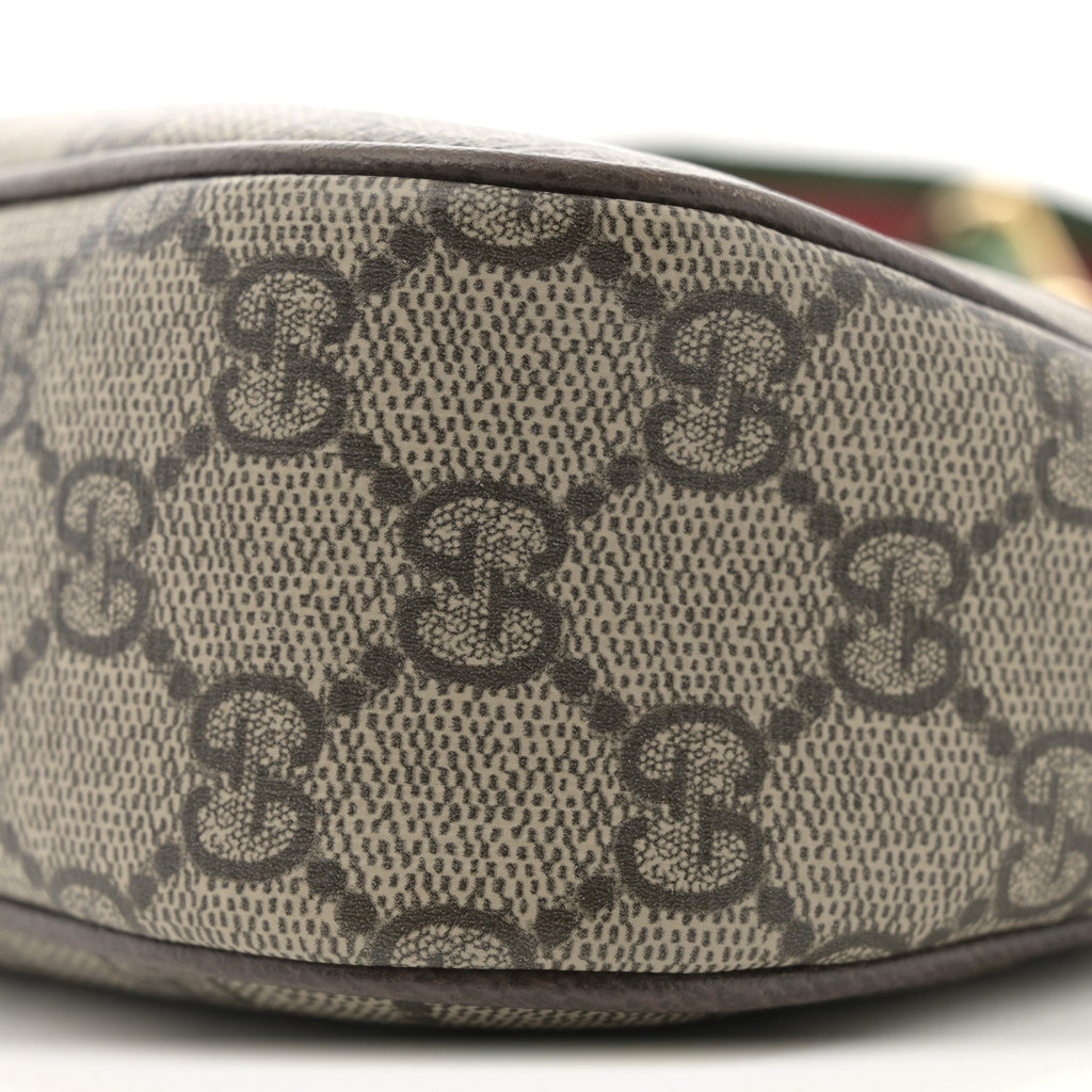 GG Supreme Monogram Textured Dollar Calfskin Web Small Ophidia GG Handbag Beige Ebony New Acero