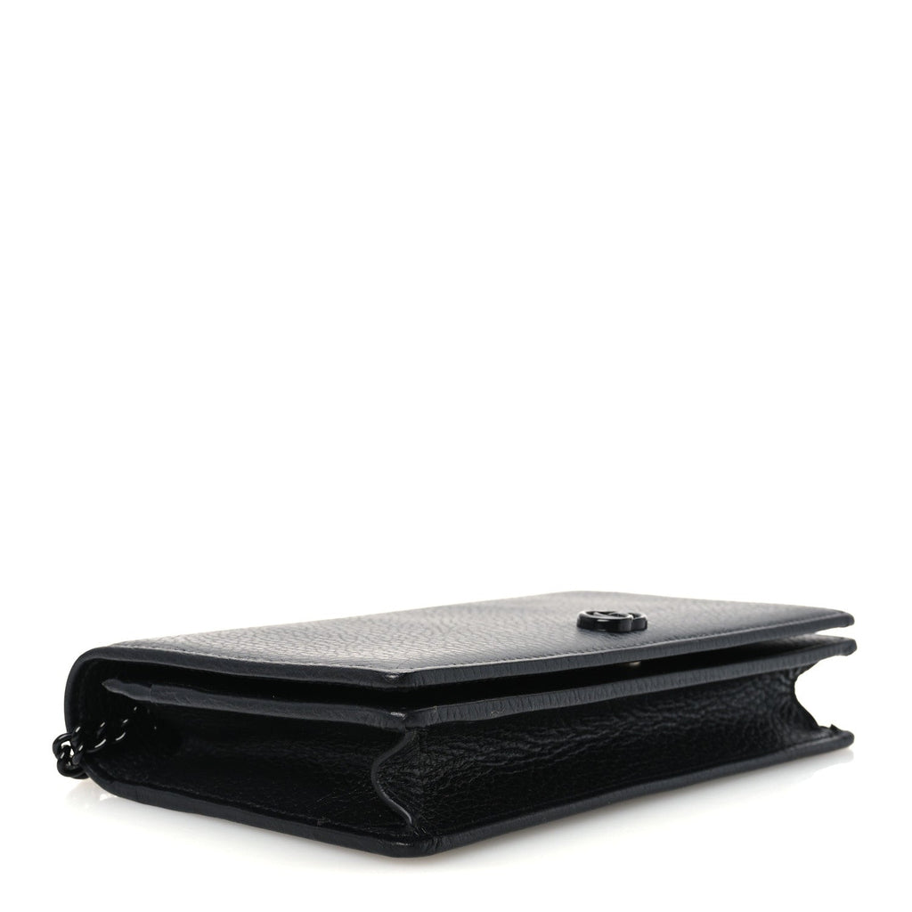Dollar Calfskin Enamel Monochrome Mini GG Marmont Chain Wallet Black