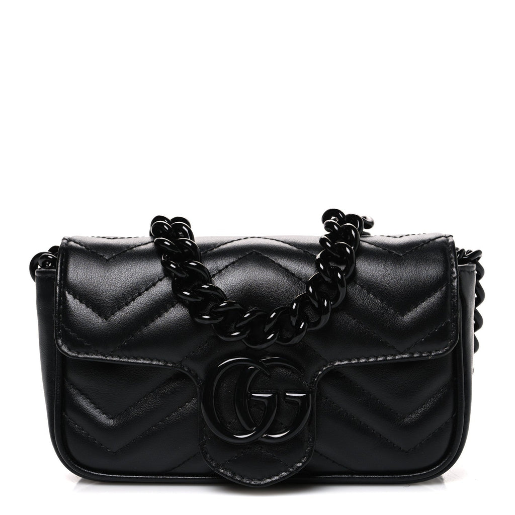 Calfskin Matelasse Monochrome GG Marmont Chain Belt Bag Black