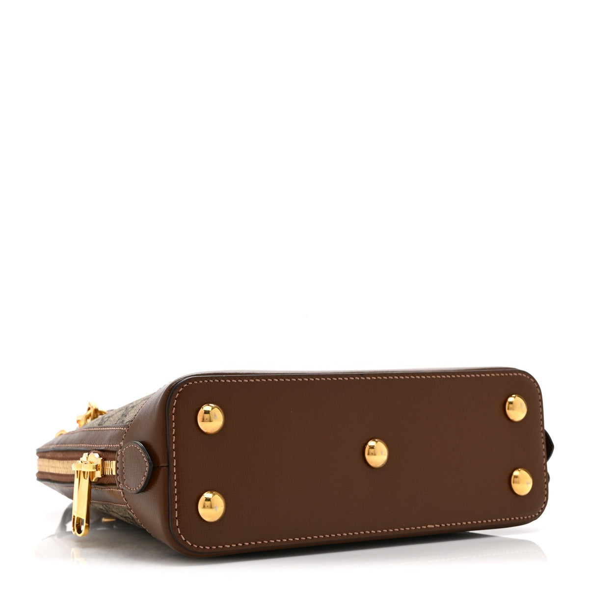 GG Supreme Monogram Azalea Calfskin Small Horsebit 1955 Top Handle Bag Beige Ebony Brown Sugar