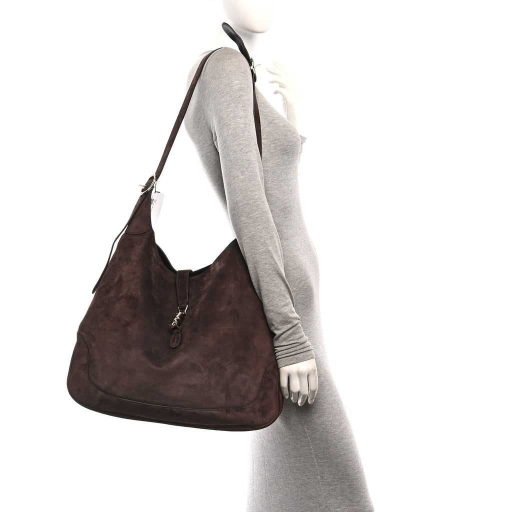 Suede Jackie 1961 Giorno Shoulder Bag Dark Brown