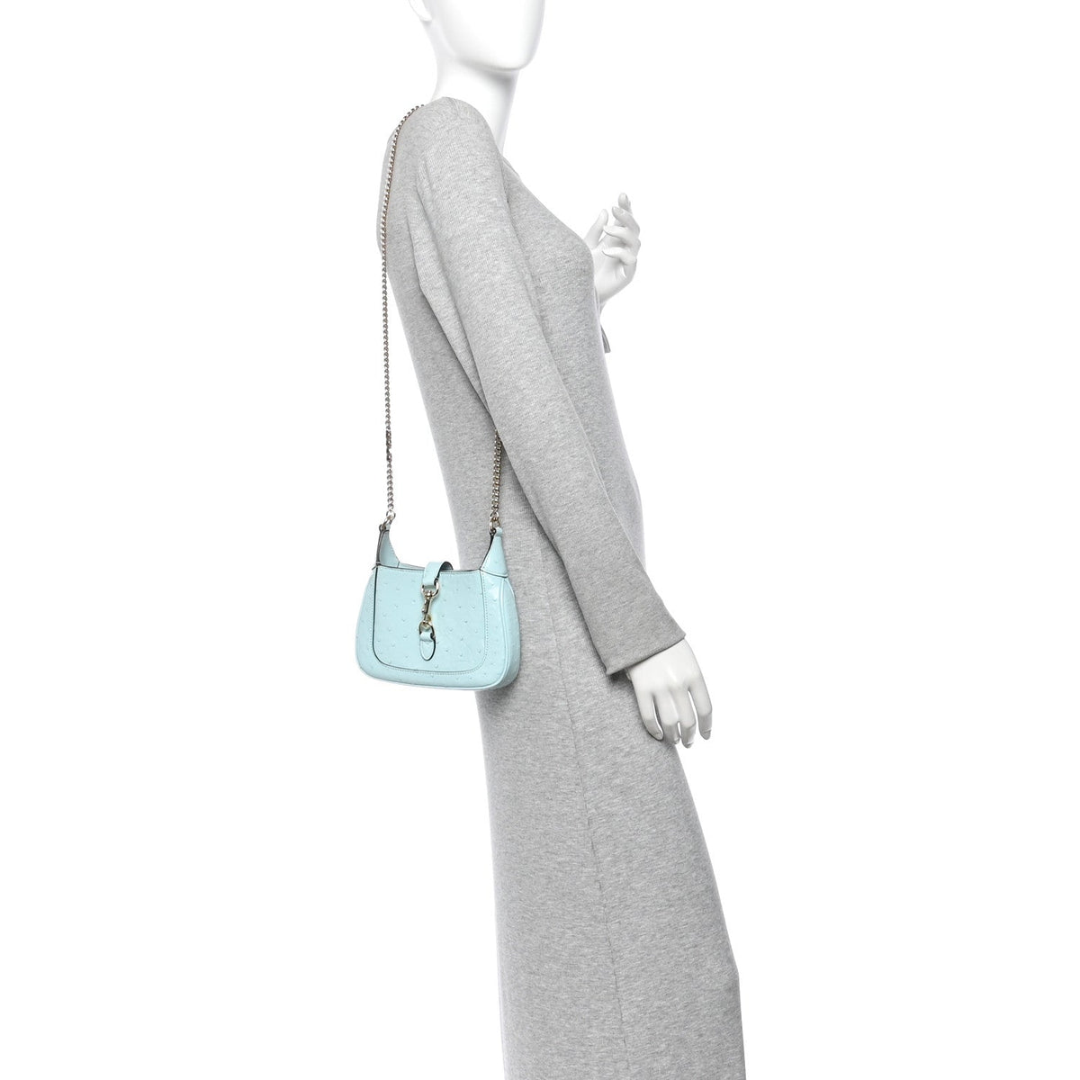 Shiny Ostrich Mini Jackie Notte Blue