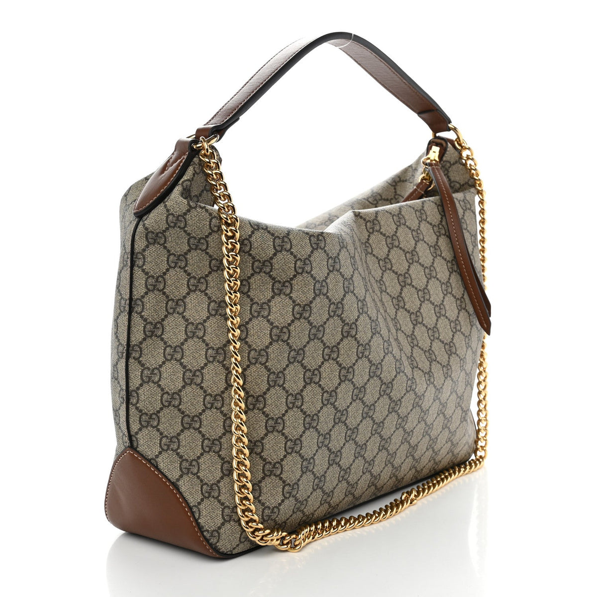 GG Supreme Monogram Large Linea A Hobo Light Brown