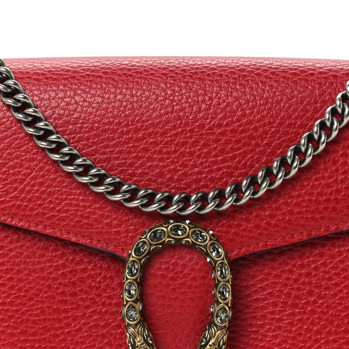 Calfskin Mini Dionysus Chain Wallet Hibiscus Red