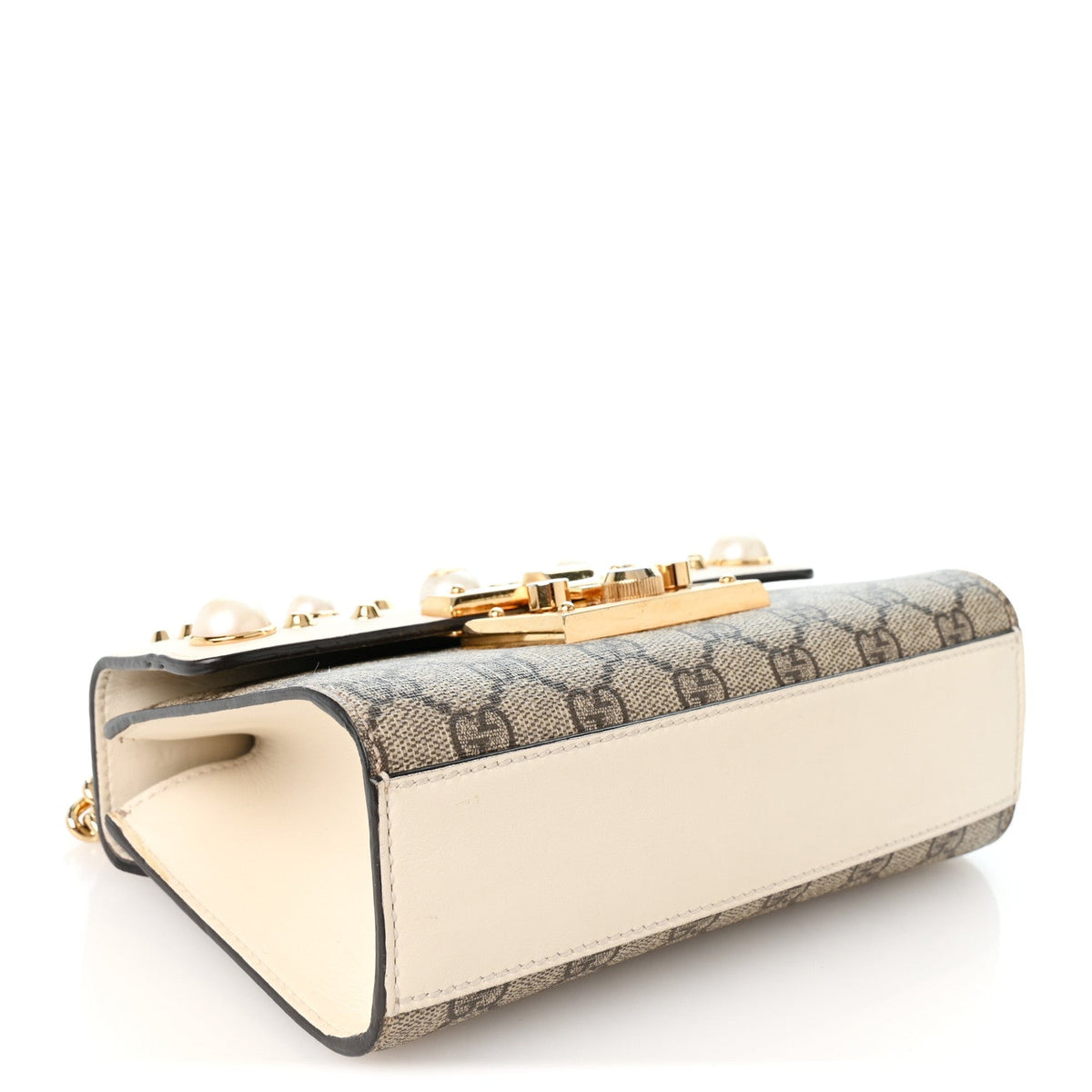 GG Supreme Monogram Studded Small Padlock Shoulder Bag White