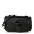 Calfskin Matelasse Monochrome Mini GG Marmont Shoulder Bag Black