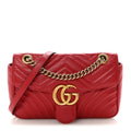 Calfskin Matelasse Small GG Marmont Shoulder Bag Hibiscus Red