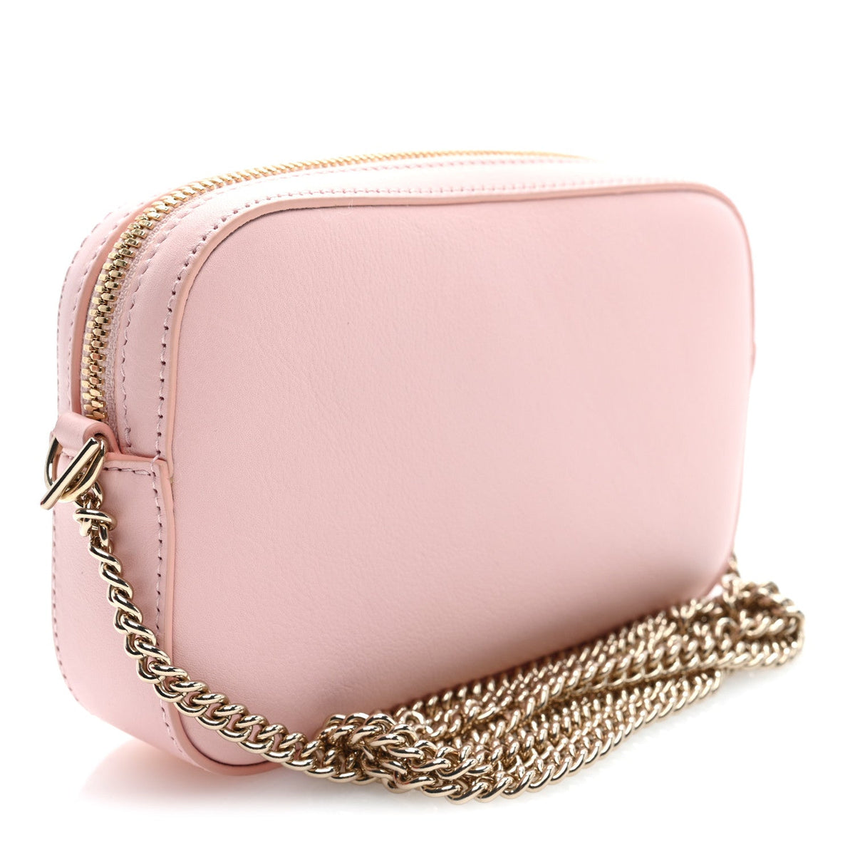 Dollar Calfskin Enamel Super Mini GG Marmont Chain Shoulder Bag  Light Pink Blue
