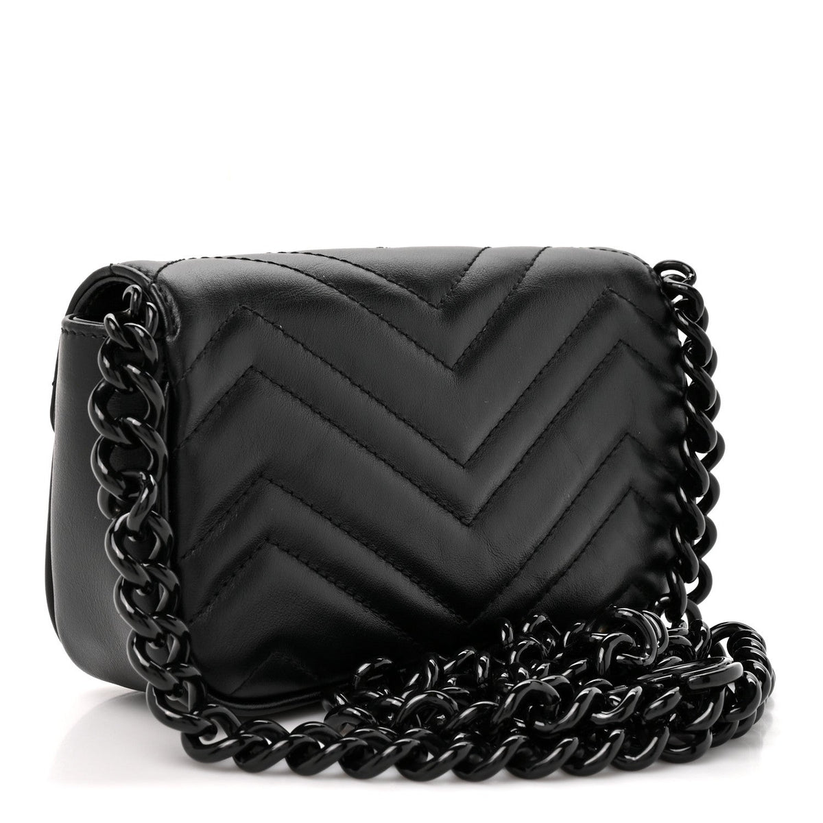Calfskin Matelasse Monochrome GG Marmont Chain Belt Bag Black
