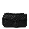 Calfskin Matelasse Monochrome Small GG Marmont Shoulder Bag Black