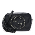 Pebbled Calfskin Studded Small Soho Disco Bag Black