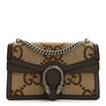 Monogram Jumbo GG Textured Dollar Calfskin Small Dionysus Shoulder Bag Camel Ebony New Acero