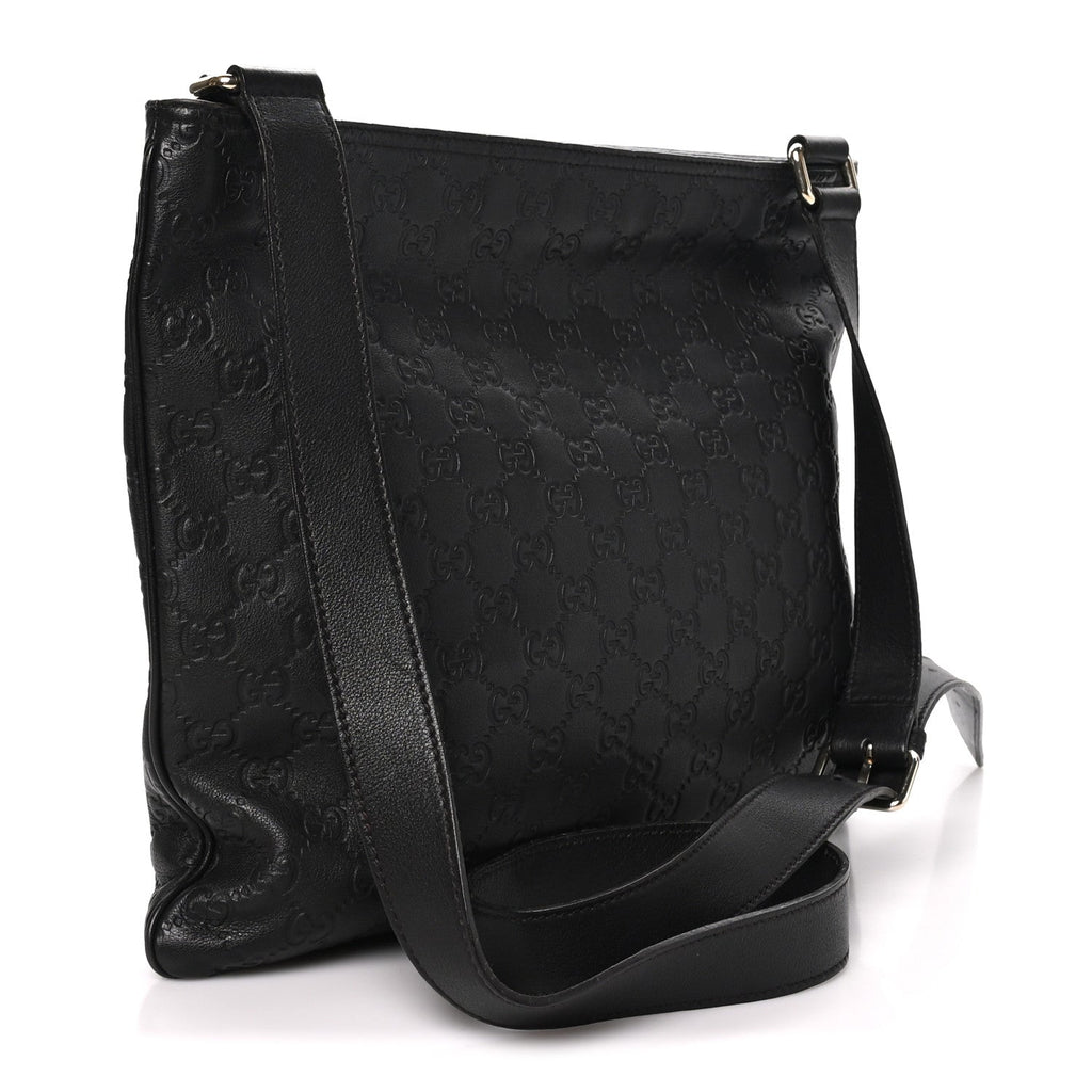 Guccissima Medium Flat Messenger Bag Black