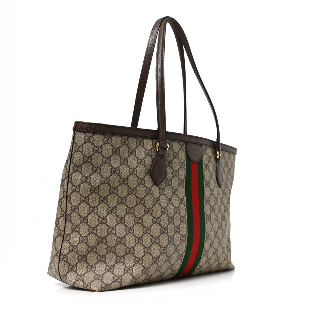 GG Supreme Monogram Medium Ophidia Shopping Tote Brown