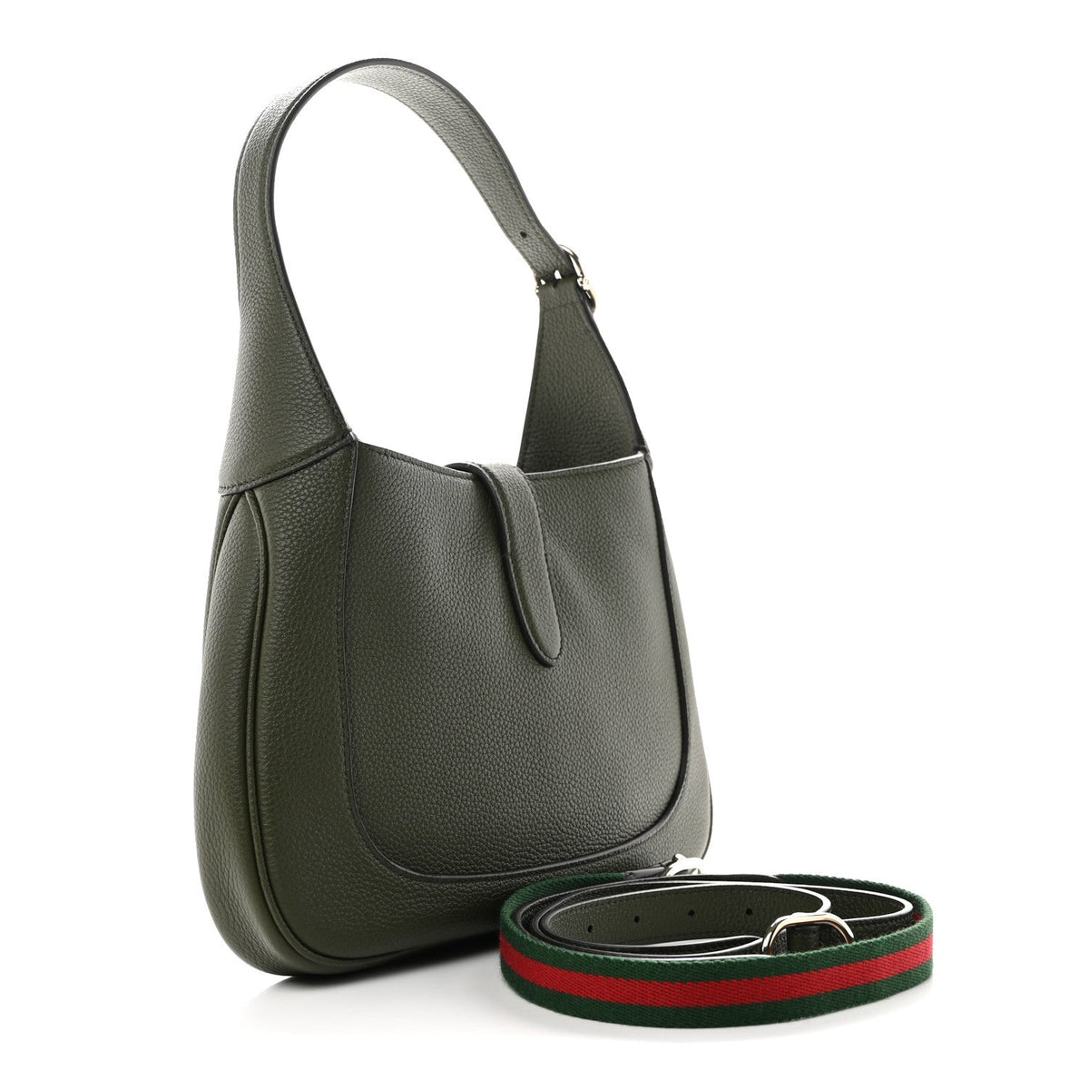 Grand Prix Calfskin Web Medium Jackie 1961 Hobo Dark Green