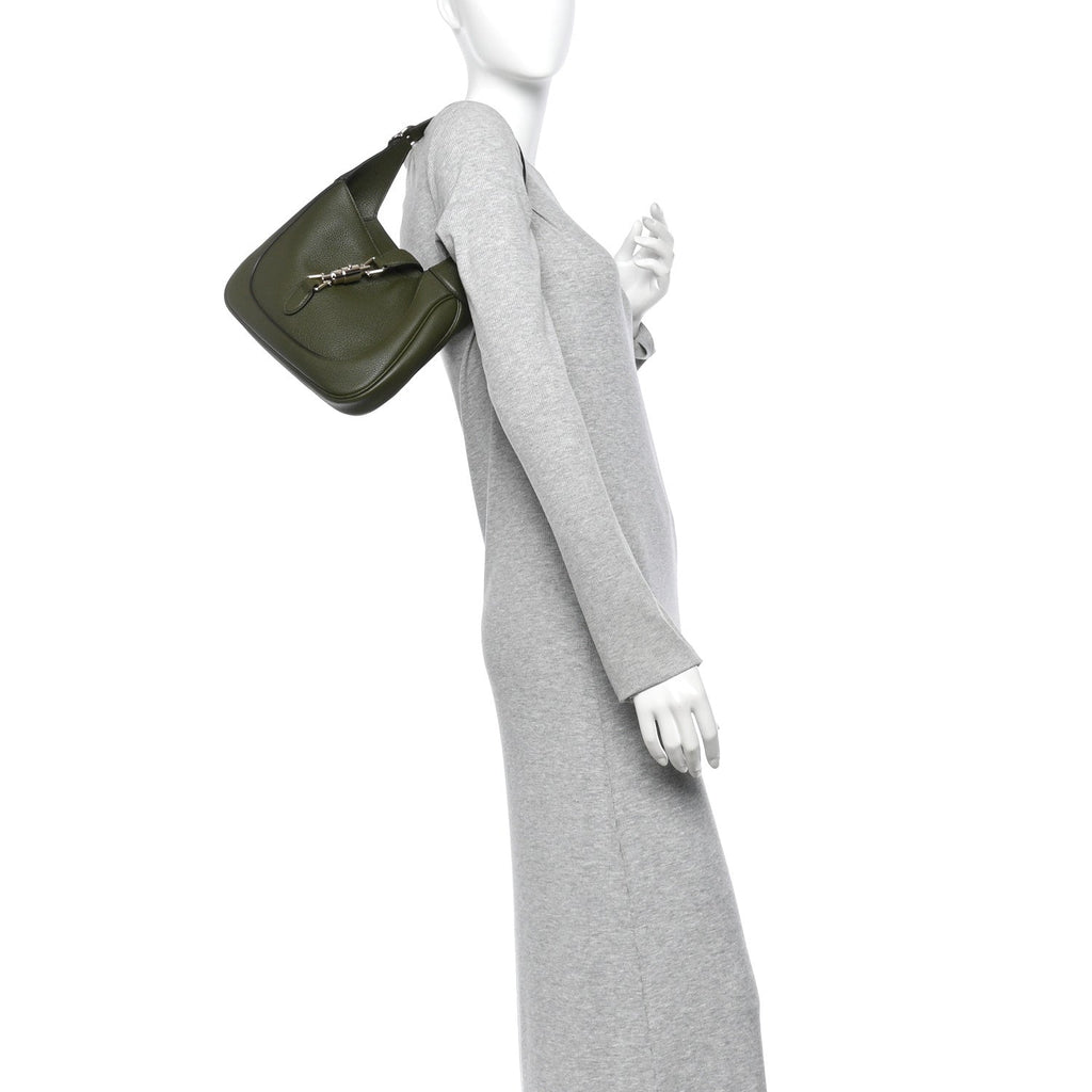 Grand Prix Calfskin Web Medium Jackie 1961 Hobo Dark Green