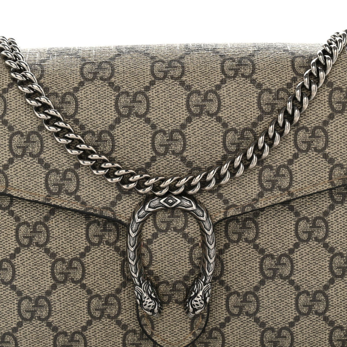 GG Supreme Monogram Mini Dionysus Chain Wallet Beige Taupe