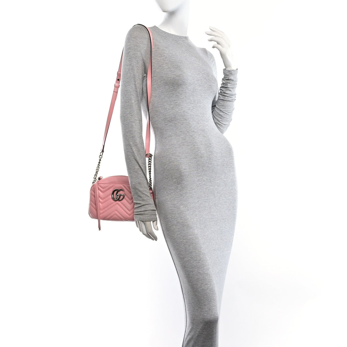 Calfskin Matelasse Small GG Marmont Chain Shoulder Bag Wild Rose