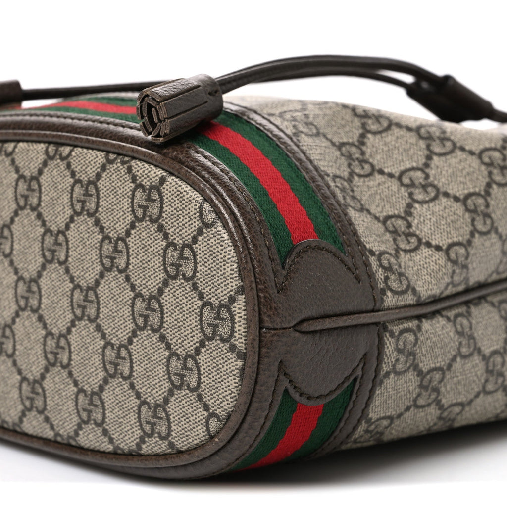 GG Supreme Monogram Web Small Ophidia Bucket Bag Brown