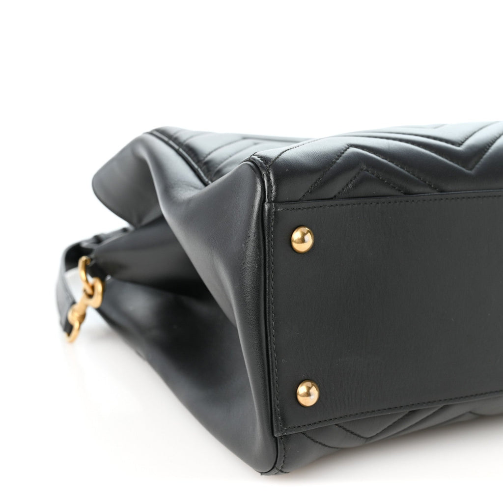 Calfskin Matelasse Medium GG Marmont Tote Black