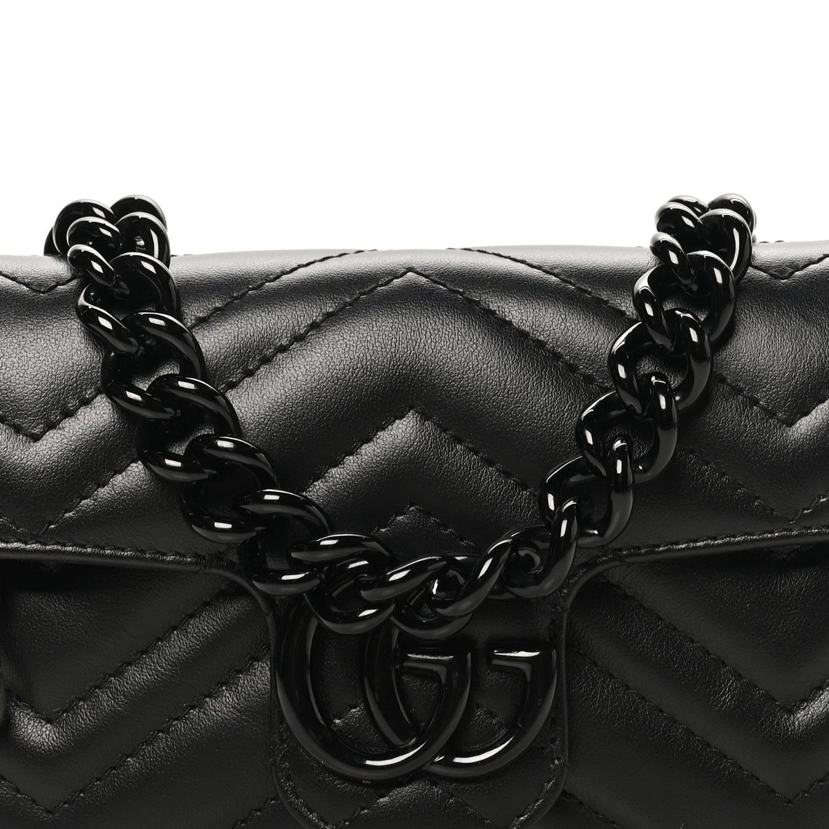 Calfskin Matelasse Monochrome GG Marmont Chain Belt Bag Black
