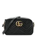Calfskin Matelasse Small GG Marmont Chain Shoulder Bag Black