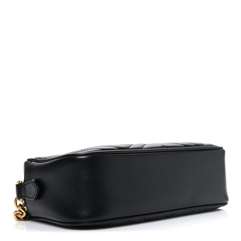 Calfskin Matelasse Small GG Marmont Chain Shoulder Bag Black