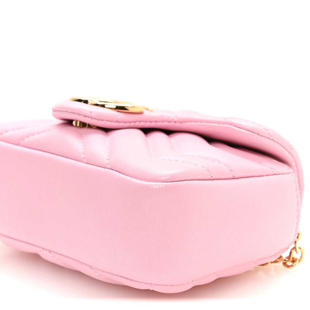 Lambskin Matelasse Mini GG Marmont Shoulder Bag Light Pink