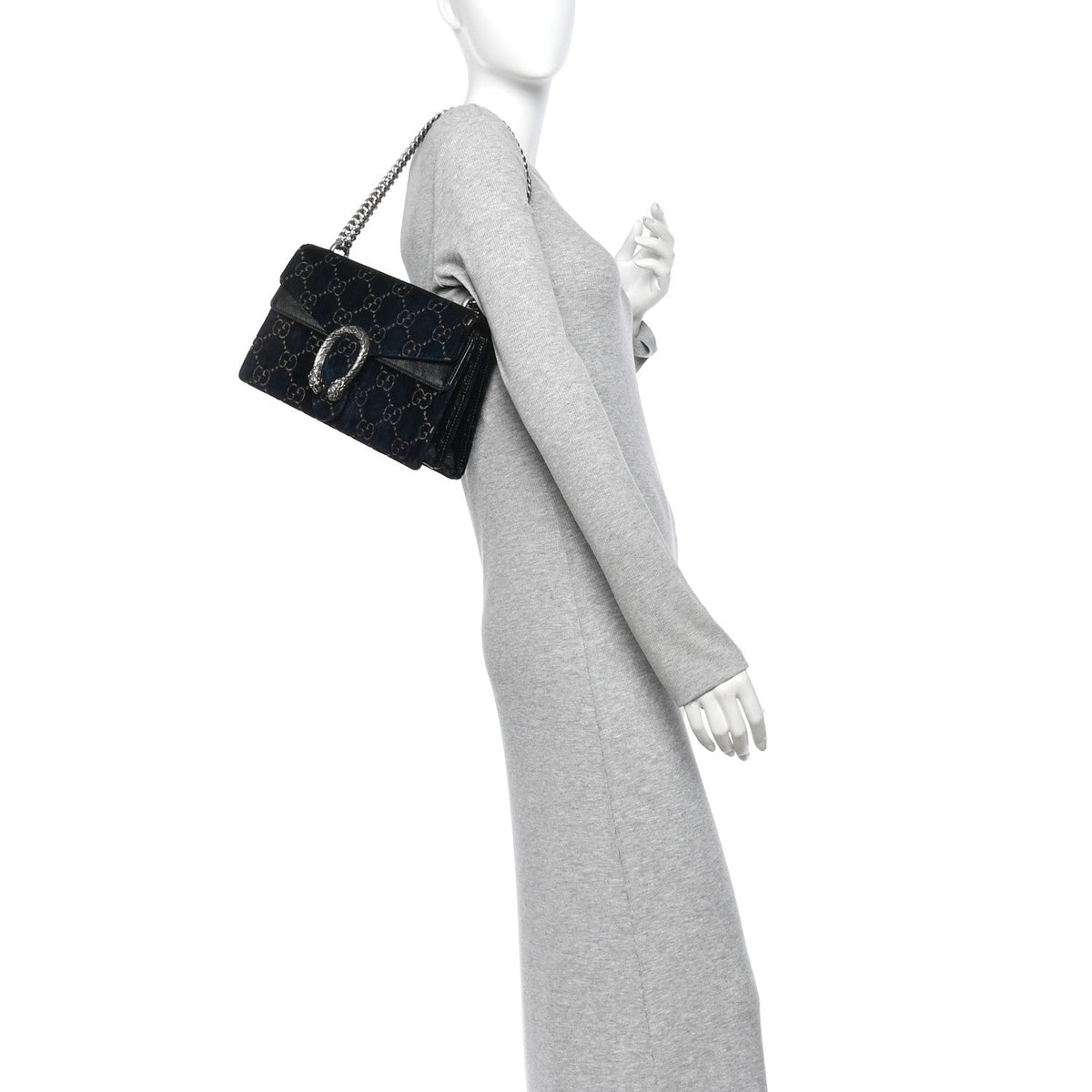 Velvet Skipper GG Monogram Small Dionysus Shoulder Bag Blue Beige Black