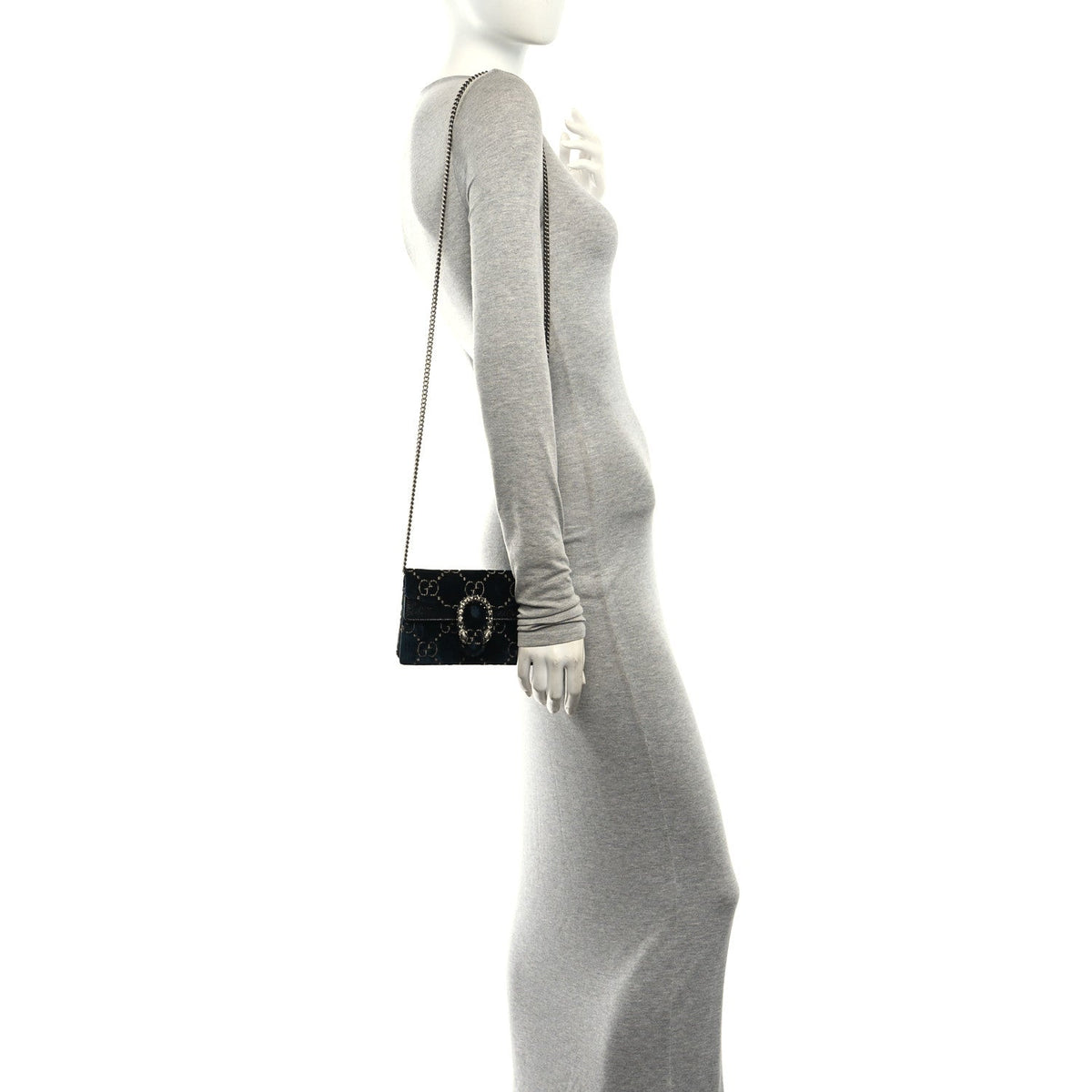 Velvet GG Monogram Super Mini Dionysus Shoulder Bag Blue Beige Black
